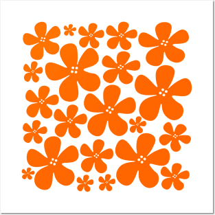 Orange flowers floral pattern design Posters and Art